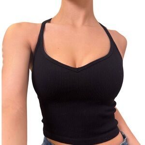Black Ribbed Tank Top
